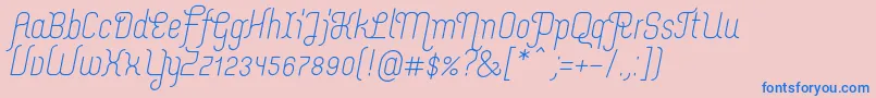 Fonte MerijntjeRegularitalic – fontes azuis em um fundo rosa