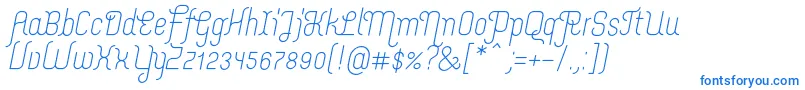 フォントMerijntjeRegularitalic – 白い背景に青い文字