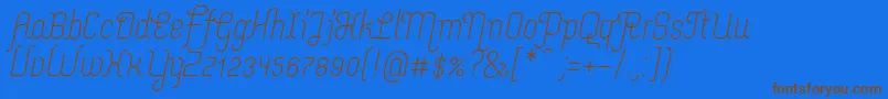 MerijntjeRegularitalic-Schriftart – Braune Schriften auf blauem Hintergrund