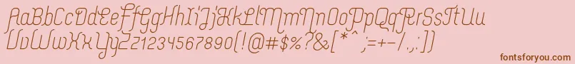 フォントMerijntjeRegularitalic – ピンクの背景に茶色のフォント