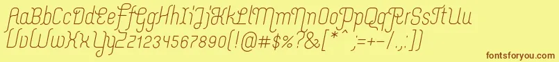 Шрифт MerijntjeRegularitalic – коричневые шрифты на жёлтом фоне