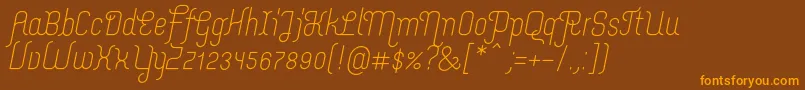 MerijntjeRegularitalic-Schriftart – Orangefarbene Schriften auf braunem Hintergrund