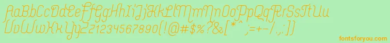 MerijntjeRegularitalic-Schriftart – Orangefarbene Schriften auf grünem Hintergrund