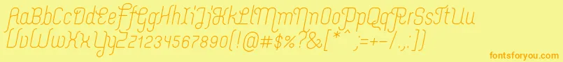 Fonte MerijntjeRegularitalic – fontes laranjas em um fundo amarelo