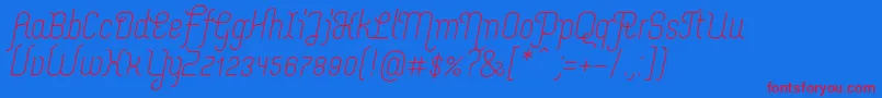 フォントMerijntjeRegularitalic – 赤い文字の青い背景