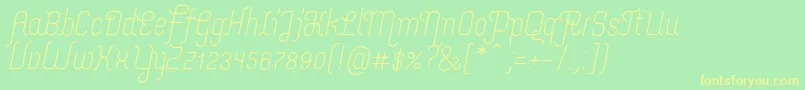 Fonte MerijntjeRegularitalic – fontes amarelas em um fundo verde