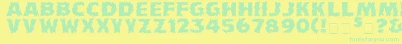 Firecat ffy-Schriftart – Grüne Schriften auf gelbem Hintergrund