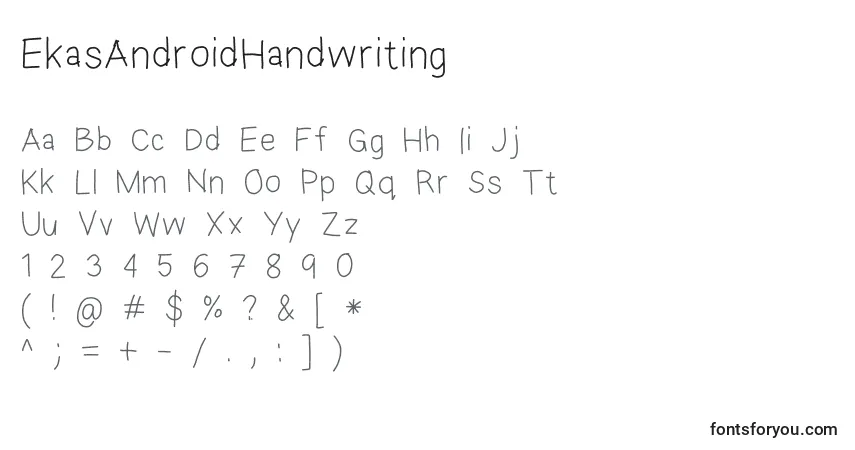 A fonte EkasAndroidHandwriting – alfabeto, números, caracteres especiais