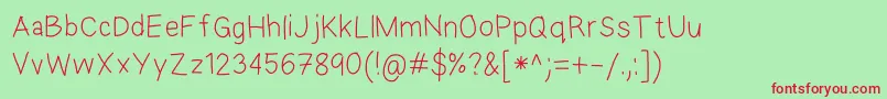 EkasAndroidHandwriting Font – Red Fonts on Green Background