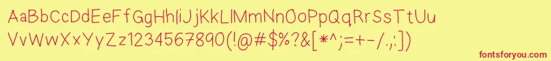 EkasAndroidHandwriting Font – Red Fonts on Yellow Background
