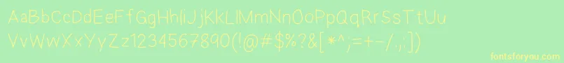 EkasAndroidHandwriting-Schriftart – Gelbe Schriften auf grünem Hintergrund