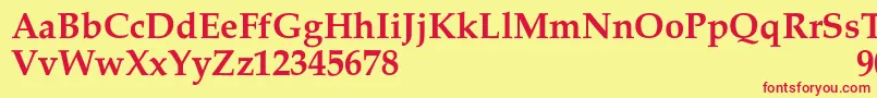 MelrareSemibold-Schriftart – Rote Schriften auf gelbem Hintergrund