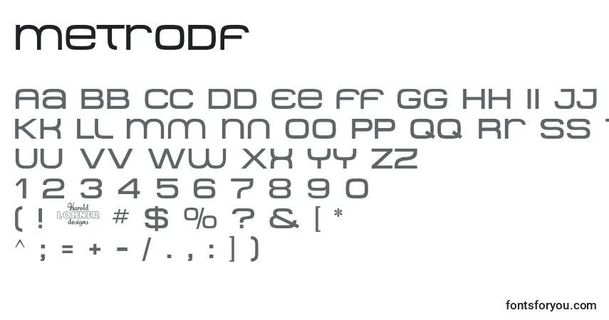 A fonte Metrodf – alfabeto, números, caracteres especiais