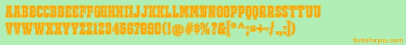 JackportCollegeNcv-Schriftart – Orangefarbene Schriften auf grünem Hintergrund