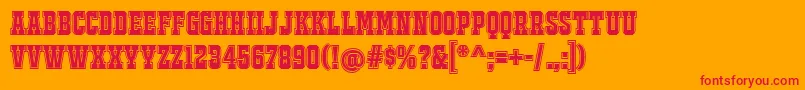 JackportCollegeNcv-Schriftart – Rote Schriften auf orangefarbenem Hintergrund