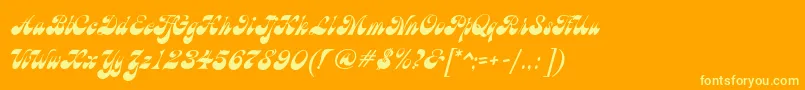 BrandyScript-Schriftart – Gelbe Schriften auf orangefarbenem Hintergrund