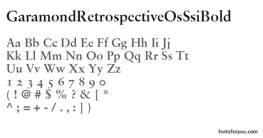A fonte GaramondRetrospectiveOsSsiBold – alfabeto, números, caracteres especiais