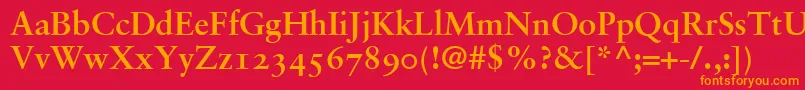 GaramondRetrospectiveOsSsiBold Font – Orange Fonts on Red Background