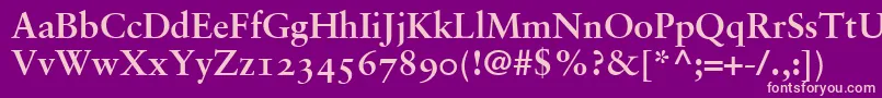 GaramondRetrospectiveOsSsiBold-Schriftart – Rosa Schriften auf violettem Hintergrund