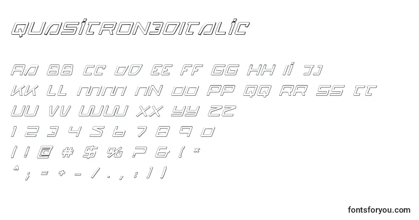Czcionka Quasitron3DItalic – alfabet, cyfry, specjalne znaki