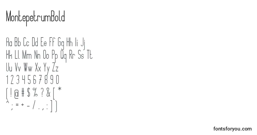 Schriftart MontepetrumBold – Alphabet, Zahlen, spezielle Symbole