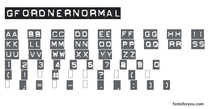 Czcionka GfOrdnerNormal – alfabet, cyfry, specjalne znaki