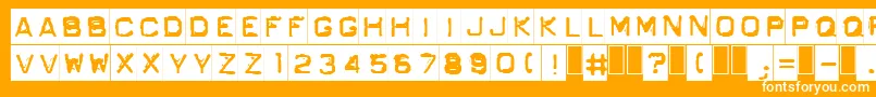 GfOrdnerNormal-fontti – valkoiset fontit oranssilla taustalla