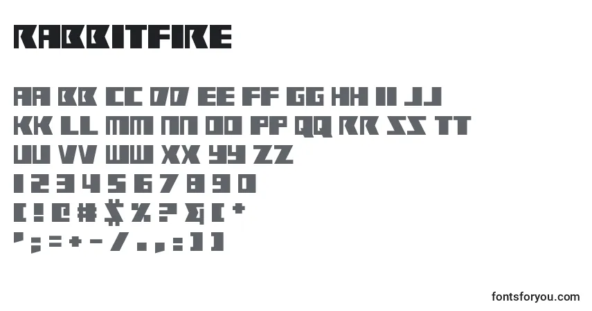 A fonte RabbitFire – alfabeto, números, caracteres especiais