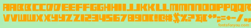 フォントRabbitFire – オレンジの文字が緑の背景にあります。