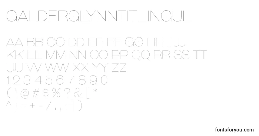 Шрифт GalderglynnTitlingUl – алфавит, цифры, специальные символы