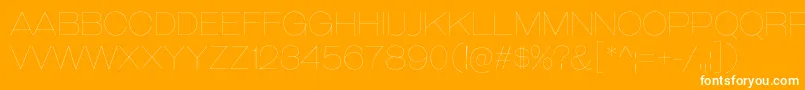 GalderglynnTitlingUl-Schriftart – Weiße Schriften auf orangefarbenem Hintergrund