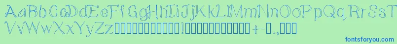 Doodled Font – Blue Fonts on Green Background