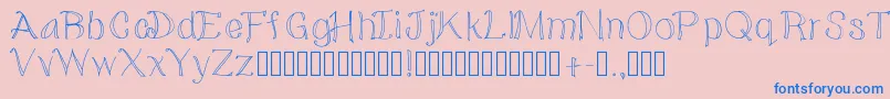 Doodled Font – Blue Fonts on Pink Background