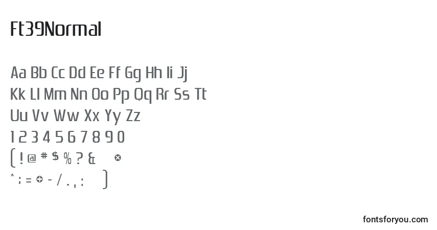 A fonte Ft39Normal – alfabeto, números, caracteres especiais