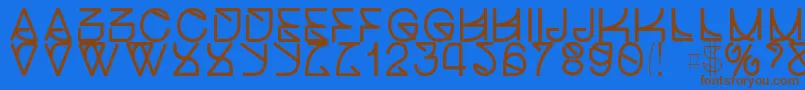 Helveticastrugglebold-Schriftart – Braune Schriften auf blauem Hintergrund