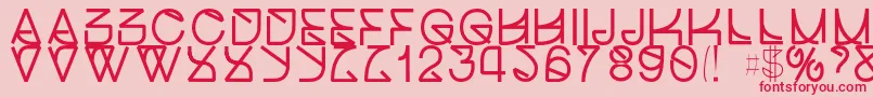 Fonte Helveticastrugglebold – fontes vermelhas em um fundo rosa