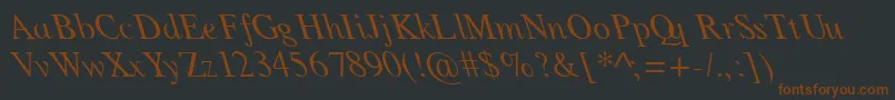 フォントDabbingtonReverseItalic – 黒い背景に茶色のフォント