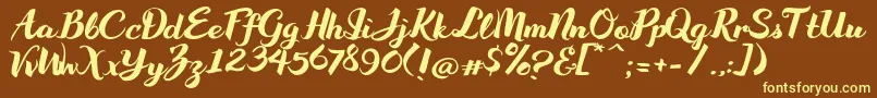 WakeUpBro-Schriftart – Gelbe Schriften auf braunem Hintergrund