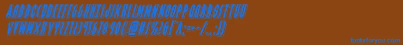 Grendelsmotherpunchital-Schriftart – Blaue Schriften auf braunem Hintergrund