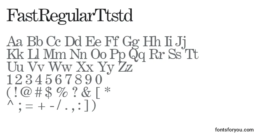 Schriftart FastRegularTtstd – Alphabet, Zahlen, spezielle Symbole