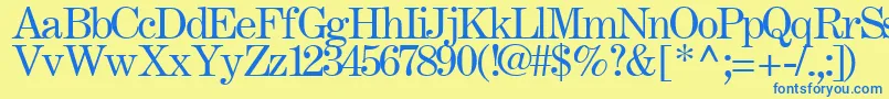 フォントFastRegularTtstd – 青い文字が黄色の背景にあります。