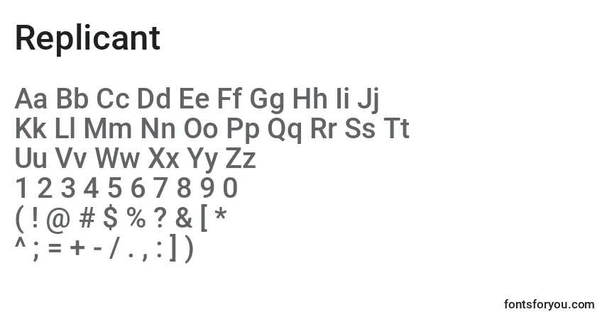 Czcionka Replicant – alfabet, cyfry, specjalne znaki