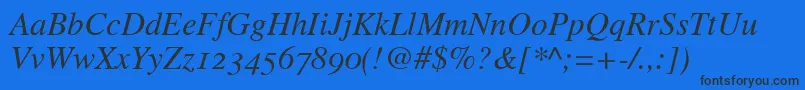 TimesItalicOldStyleFigures Font – Black Fonts on Blue Background