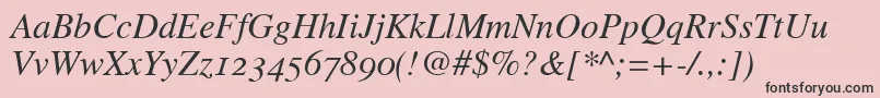 Шрифт TimesItalicOldStyleFigures – чёрные шрифты на розовом фоне