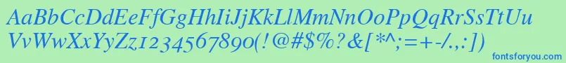 TimesItalicOldStyleFigures Font – Blue Fonts on Green Background