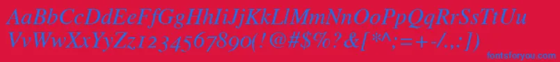 TimesItalicOldStyleFigures Font – Blue Fonts on Red Background