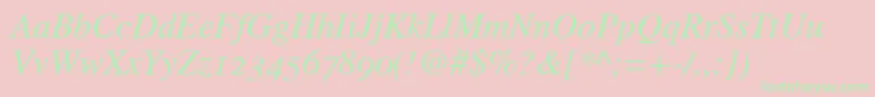TimesItalicOldStyleFigures-fontti – vihreät fontit vaaleanpunaisella taustalla