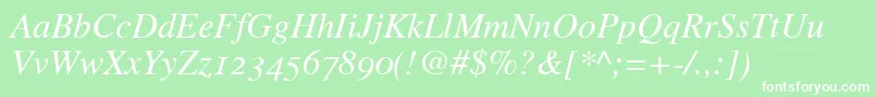 TimesItalicOldStyleFigures Font – White Fonts on Green Background