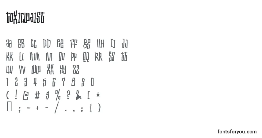 A fonte Toxicwaist – alfabeto, números, caracteres especiais