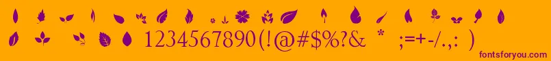 フォントLeafs – オレンジの背景に紫のフォント